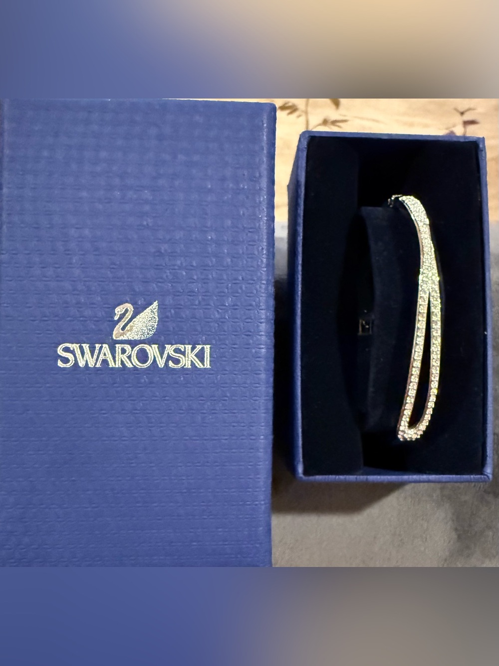 Swarovski Gold Double-Row Crystal Bangle Bracelet